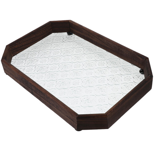 Glass Blumenmuster Holz Tablett Snack Tablett 1