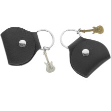 2Stk. Leder Gitarrenplekhalter Mit Etui Als Schlüsselanhänger