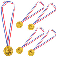 5Stk Kunststoff Medaillen Gold Kinder Wettbewerbe Belohnung Dekor
