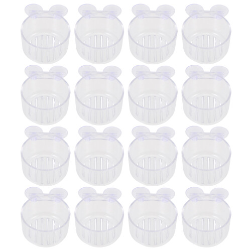 16 Pcs Fish Food Holder Container Tank Red Worm Cup