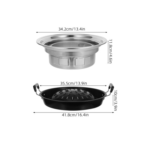 ensemble poêle coréenne plaque barbecue pour viandes 2