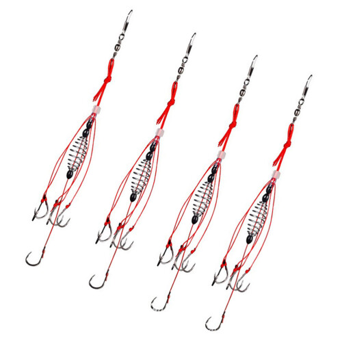 4Pcs Carp Fishing Hook With Spring Bait Feeder Tackle