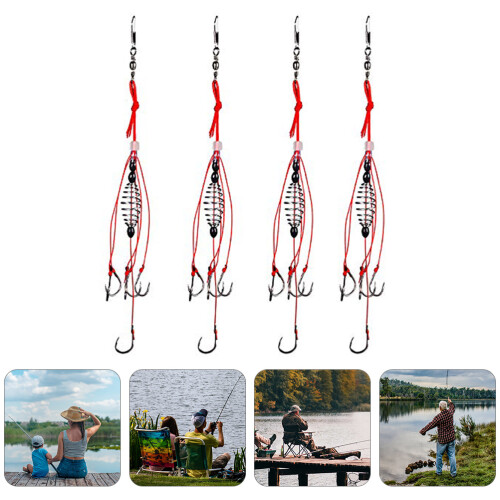 4Pcs Carp Fishing Hook With Spring Bait Feeder Tackle 2