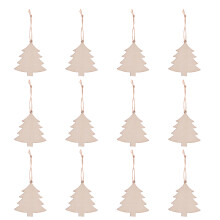60 Pcs Wooden Christmas Pendants Blank Diy Painting Hanging Ornament