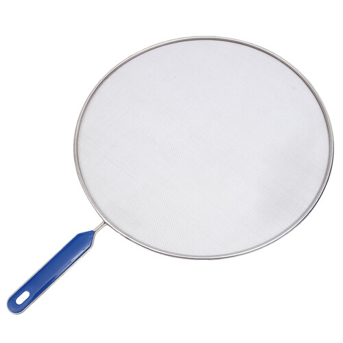 tampa antiderrapante 25 cm com alça, aço , salpicos azul