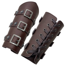 Medieval PU Leather Buckle Arm Bracers LARP Knight Arm Guards Retro Renaissance Cosplay One Size One Pair