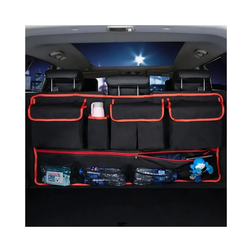 Storage Nets Campervans Backseat Hanging Organizer With 9 Pockets Oxford Waterproof Trunk Bag Boot Organiser Border Red 9016109444103