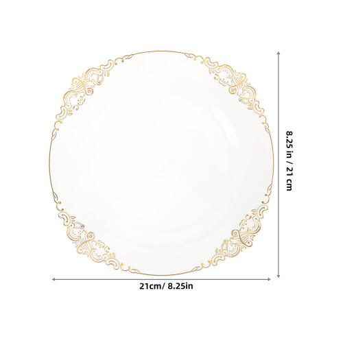 10 pratos transparentes 21 cm com borda plástico 2