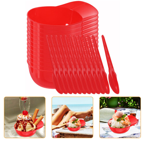 12 sets baseball-cap-schüsseln mit löffeln, - und dessertschüssel 2