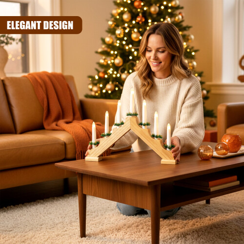 GEEZY Wooden Candle Bridge With 7 Led Lights GEEZY 1