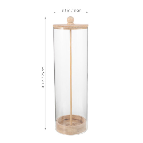 durchsichtiger strohhalmdispenser mit holzdeckel für oder büro 1