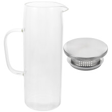 glaskaraffe für saft und wasser mit filterdeckel aus klarglas