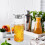 glaskaraffe für saft und wasser mit filterdeckel aus klarglas 8