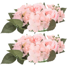 2Stk Künstliche Rosenkranz Kerzenkränze Tischdekoration Für Hochzeit