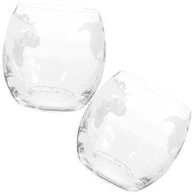 2 glasbecher mit landkarten-druck, durchsichtig, für getränke