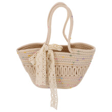 Tote Bag Damen Schultertasche Geflochtene Mit Spitzenband