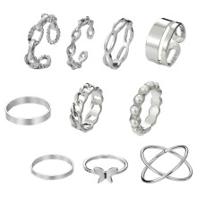1Set Modische Stapelringe Damen Silber Alltagsringe Hautfreundlich