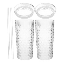 2 glaskelche mit strohhalmdeckel für kalte getränke