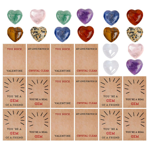 24 Sets Valentines Austauschkarten Mit Bunten Herzsteinen 1