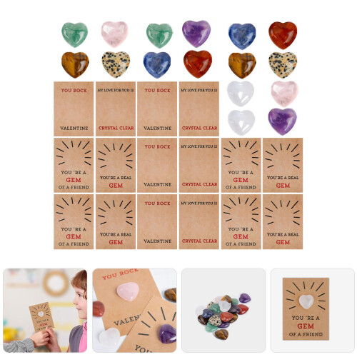 24 Sets Valentines Austauschkarten Mit Bunten Herzsteinen 2