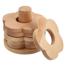 7Pcs Khaki Wood Coasters Set Creative Flower Shape Cup Mats for Home
