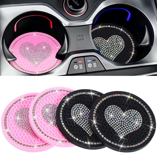 4 auto-becheruntersetzer herzförmig mit strass 2