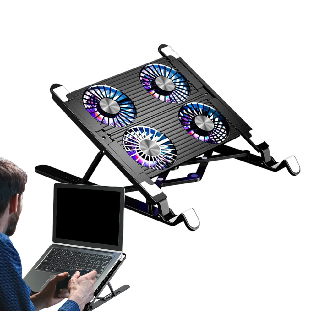 Laptop Cooling Mat, Foldable Ergonomic, Silent Fan, Stable Laptop Support, Compatible With 13-15.6 Inch Notebooks, Black 9393856378890