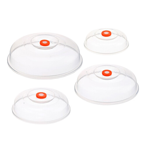4Pcs Transparent Microwave Food Covers Plate Lids