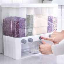 Cereal Dispenser 5-Grid 10 L Plastic Dry Food Storage Box For Rice And Cornflakes, Food Dispenser Containers Set