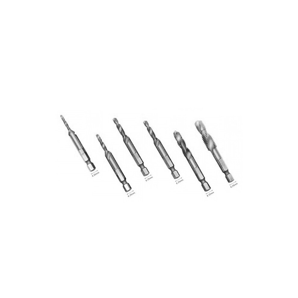 Set Of 6 Hss Tap, Countersink Drill Bits M3-M10 8719762715610