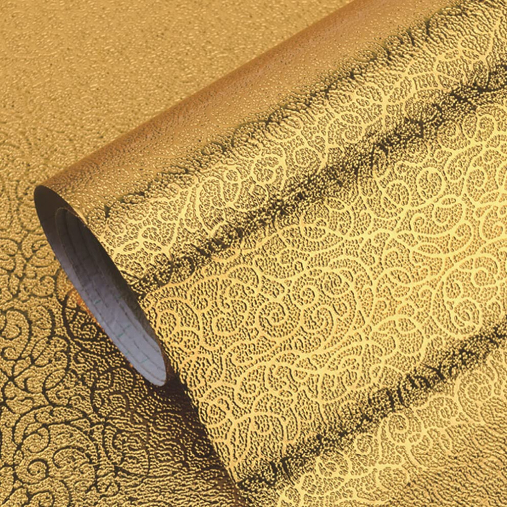 Kitchen Backsplash Wallpaper 0.4 X 5M Peel And Stick Aluminum Foil Contact Paper Gold Finish Oil Proof Heat Resistant 9016109445384