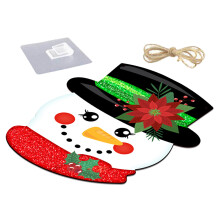 3-teiliges weihnachtliches Türschild im Landhausstil mit Schneemann