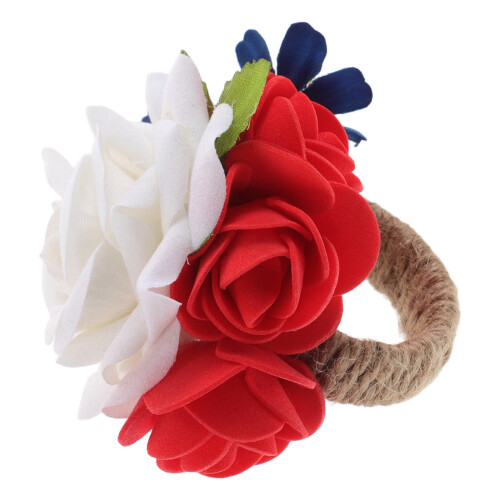 Rustikaler Serviettenring Mit Kunstblumen Für Blumen