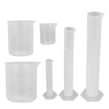 3-teiliges messbecher-set mit , zylinder, bechergläsern,