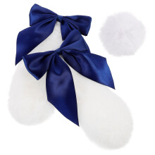 1 pair rabbit ears plush decor for motorbike