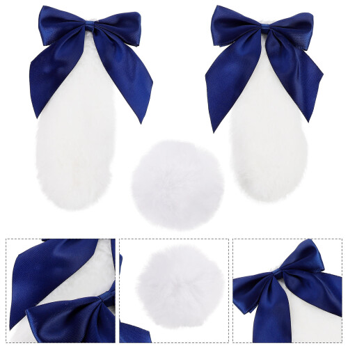 1 pair rabbit ears plush decor for motorbike 2