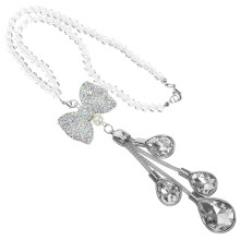 Butterfly Crystal Pendant Car White Bow Tie Rhinestones