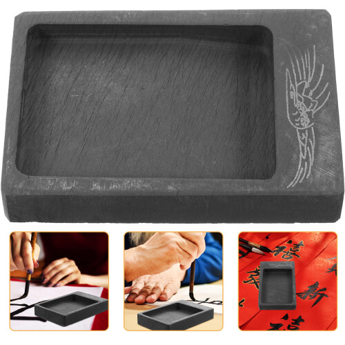Calligraphy Inkstone Black Retro Ink Holder For Beginners 1pack 2