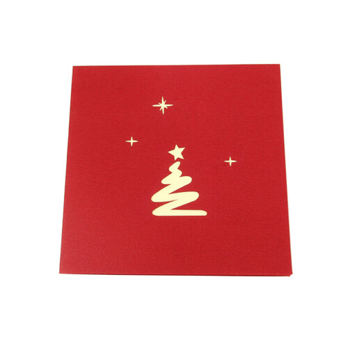 Kerstboomkaarten handgemaakt met envelop, gesneden design