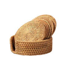 13 Cm Round Natural Rattan Heat Resistant Mat For Pots Pans Teapots