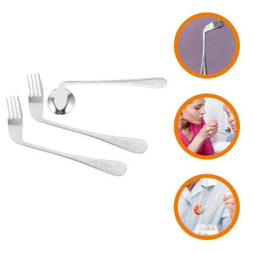 conjunto talheres aço inoxidável com colher e curvos para idosos 2