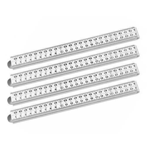 Set med 4 vikbara linjaler (fiber, vit, 1 meter)