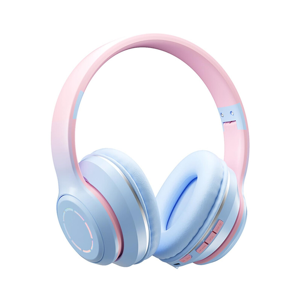 Bt Wireless On-Ear Headphones - Bluetooth 5.2 Built-In Microphone Memory Card Wired Foldable Led Lights 18H Black/Blue 9393856381623