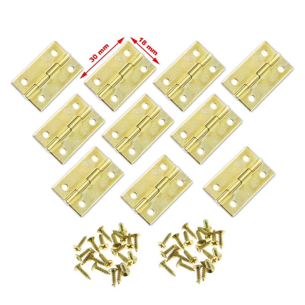 Set Of 30 Pieces Small Brass Hinges (30X18 Mm) 8719762718239