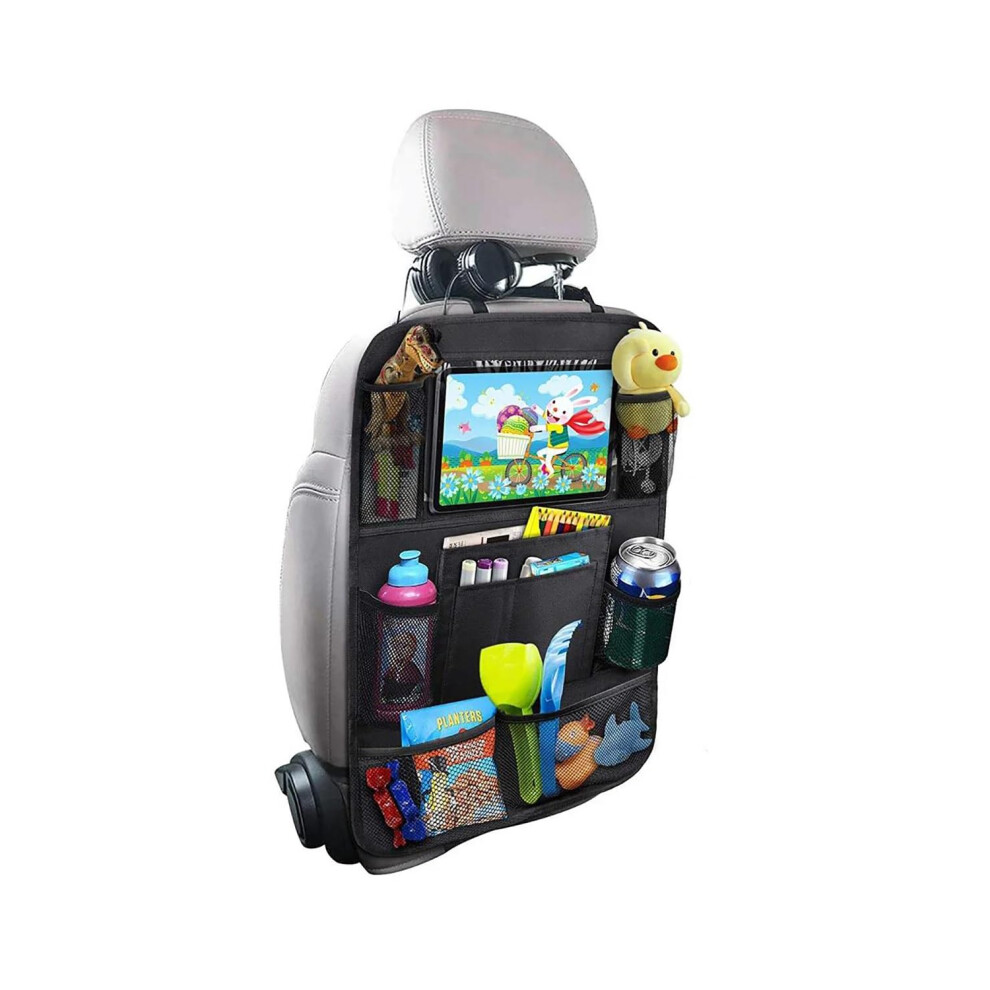 Car Boot Organiser 1Pc Back Seat Organiser For Toys Touch Screen Tablet Holder Kick Mats With Pocket Car Storage Net