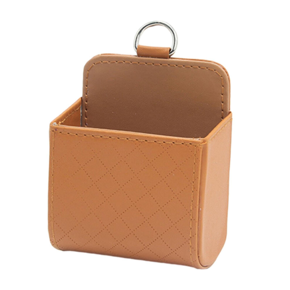 Car Vent Organizer Pouch Pu Leather Air Vent Clip Holder Compact Pocket Organizer For Sunglasses Phone Coins Keys Brown 9393856382699