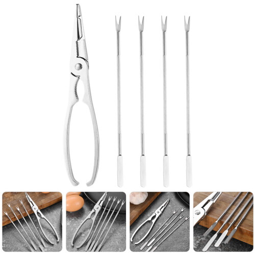 conjunto de -caranguejos e pinças com garfos para do mar 2
