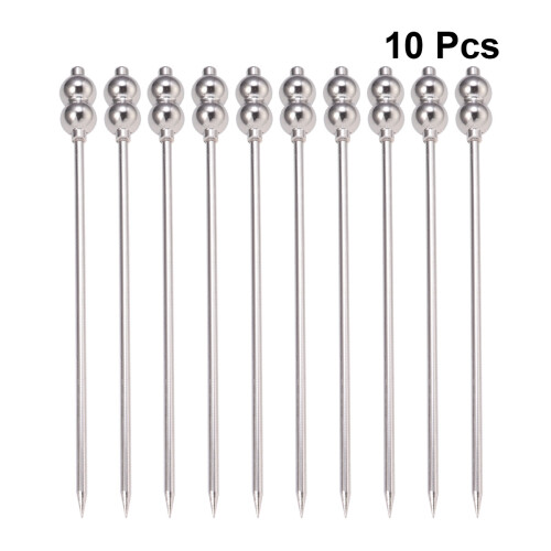 10 Pezzi 304 Bacchette In Acciaio Forma Per Frutta Cocktail 2