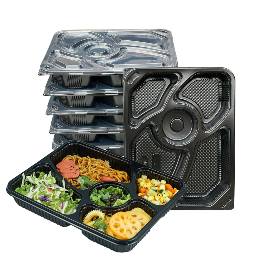 Econx 5 Compartment Takeaway Container Meal Prep Containers Microwavable Bpa Free Pp Plastic Lunch Take Away Box Pack Of 30