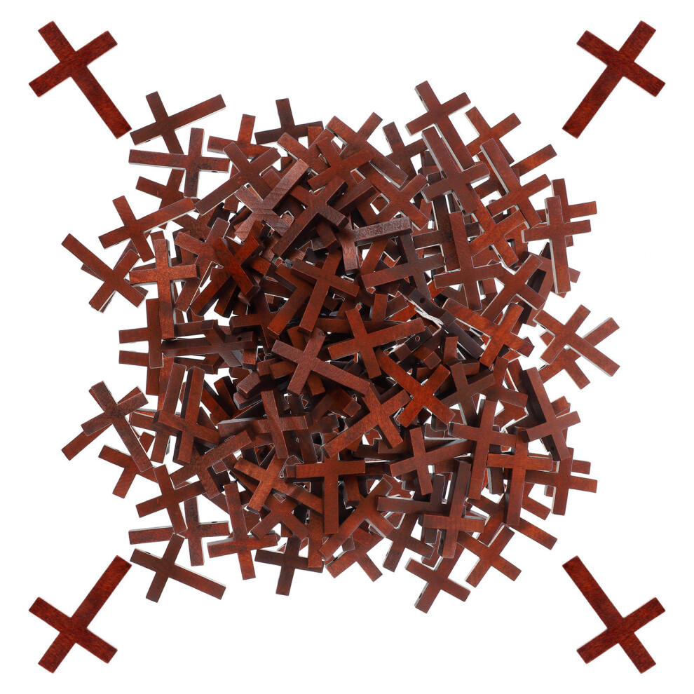 100 Szt. Mini Drewniany Krzyż Do NaszyjnikóW I KolczykóW-image